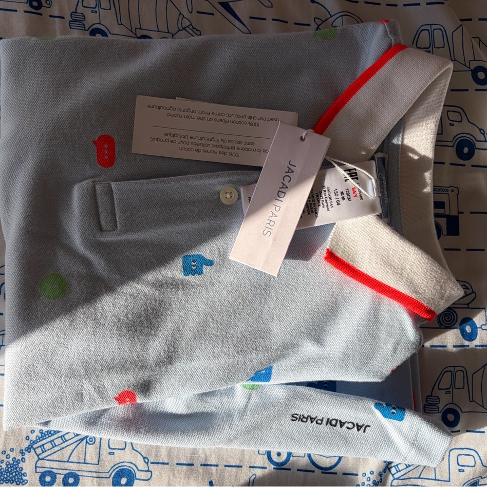 Jacadi Gray Polo with Red and Blue Accents